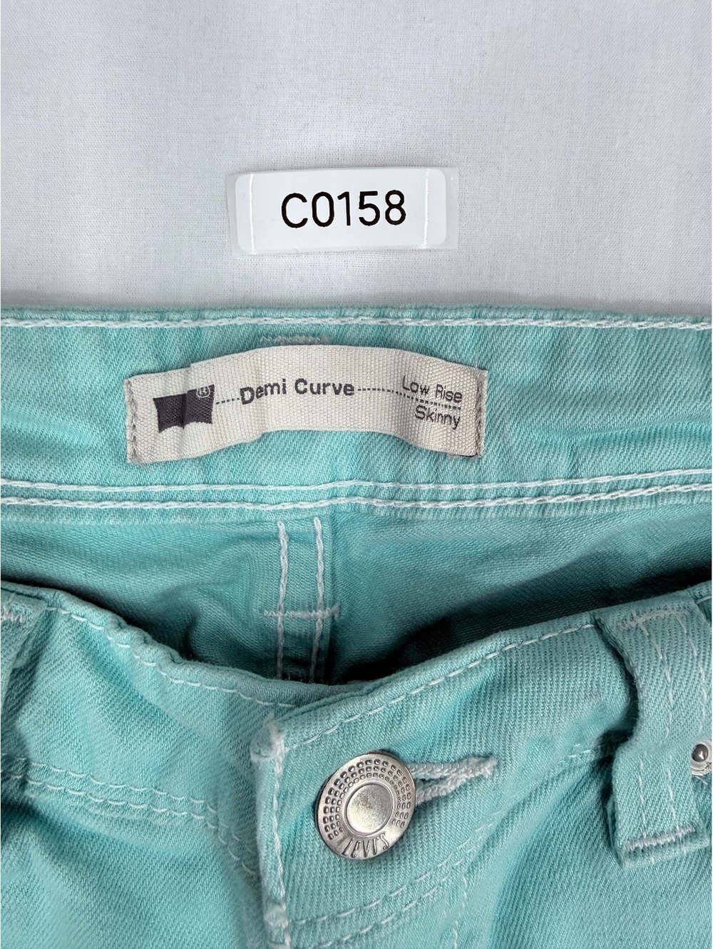 Demi Curve Low Rise Skinny Jeans in Light Shade of Mint Green